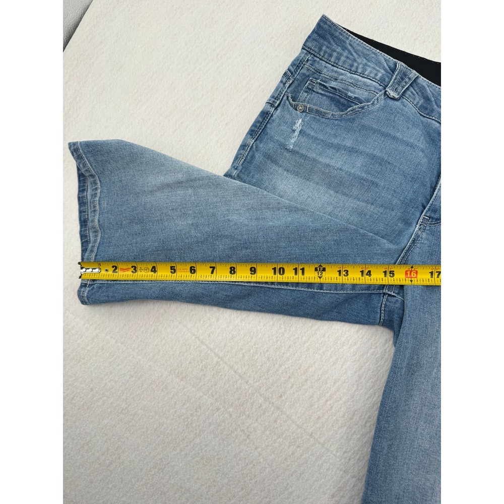 Democracy Ab Solution Blue Denim Bermuda Shorts Womens 12 Distressed 15" Inseam - Picture 6 of 8